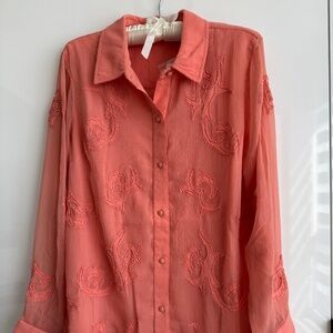 Soft Surroundings Coral blouse size medium